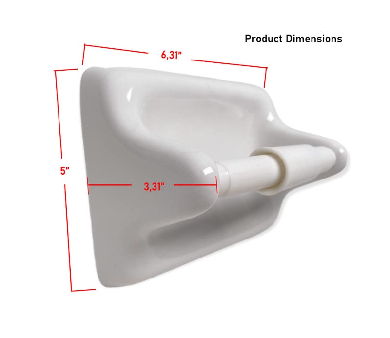 Tenedos Glazed Ceramic Bathroom Toilet Paper Holder Accessory White Wall Mount Durable Classic Design Not for Flat Surface Installation - Image 2